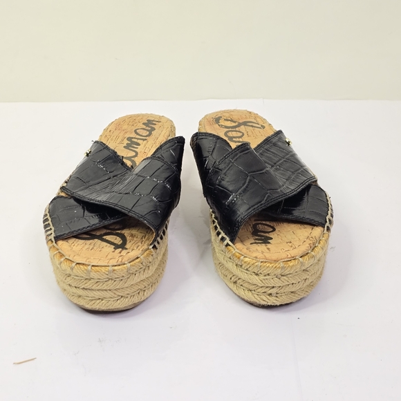 2/$60 Sam Edelman Black Croc-Embossed Natty Sandals - Picture 2 of 6